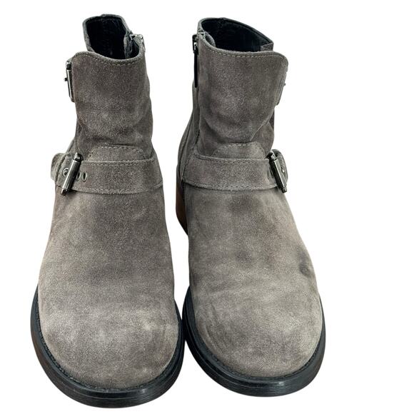 Aquatalia Moto Boot Sophia Buckle Suede Waterproof Women's SZ 6.5 Winter Gray - Picture 3 of 11